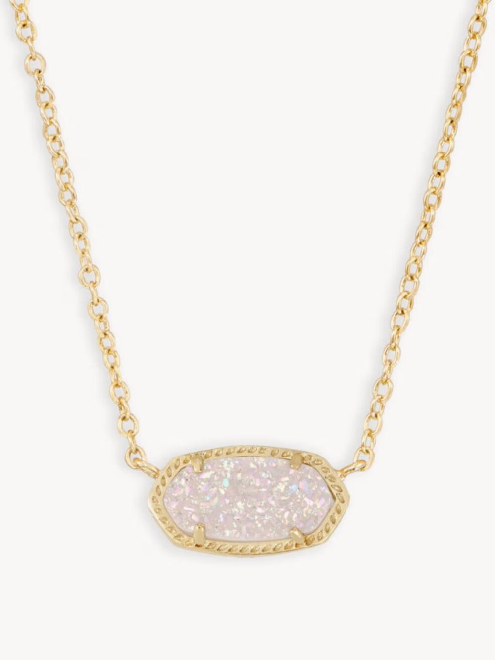 Kendra Scott Elisa Gold Pendant Necklace - Iridescent Drusy - 15"-17"